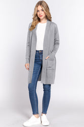 ACTIVE BASIC Women's Open Front Ribbed Knit Cardigan - Versatile & Chic Layering Essential